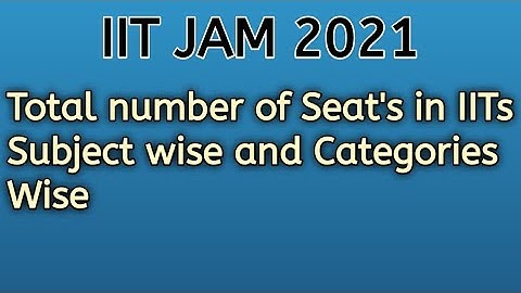IIT JAM 2021| Total no. Seats in IITs  category wise and Subject wise