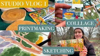 Studio Vlog 1. Sketching, Printmaking and Mini Collages