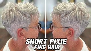Elegant Short Pixie Haircut for Grey Hair (Step by Step) | Textured Pixie Cutting Tips & Techniques