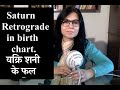 Saturn retrograde in birth chart.वक्रि शनी के फल।