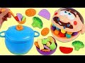 Feeding Sick Mr. Play Doh Head Homemade Vegetable Soup Using Kitchen Toys!