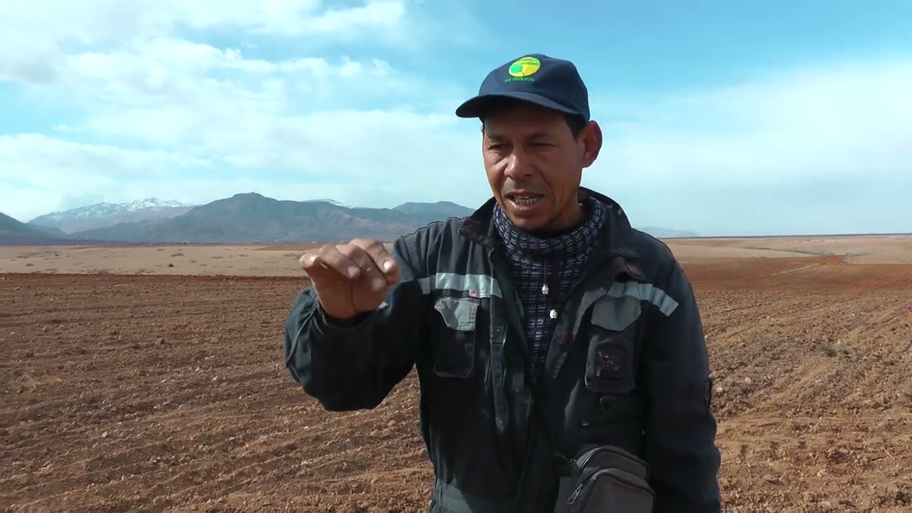 تقنيات تسطير traçage و تصفيف alignement معالم حفر لغرس  شتلات بضيعة  بمجاط