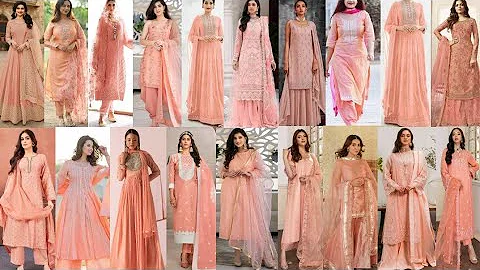 Latest Peach Colour Spiecal Punjabi suit design ideas for girls || heavy Punjabi suit design