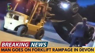 BREAKING NEWS: FORKLIFT DRIVER GOES ON RAMPAGE AND DAMAGES MULTIPLE CARS IN DEVON