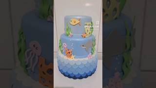 Bolo Fake Cenográfico Fundo Do Mar Menino Aniversário Personalizado
