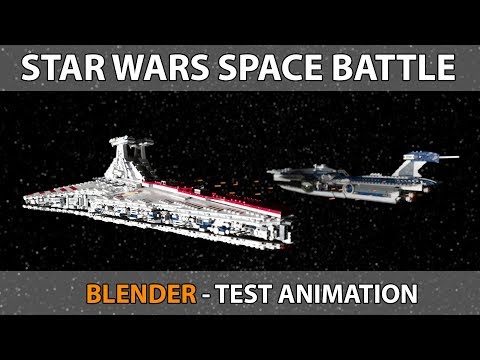 LEGO STAR WARS SPACE BATTLE ANIMATION TEST - VENATOR vs MALEVOLENCE BLENDER SCIFI