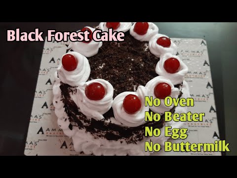 Eggless Black Forest Cake Recipe Without Oven And Beater... Lichi's Food Hub...