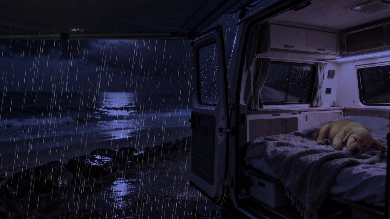 Rain Sounds for Sleeping - Deep Sleep with Rain & Thunder on Camping car at Night - ASMR