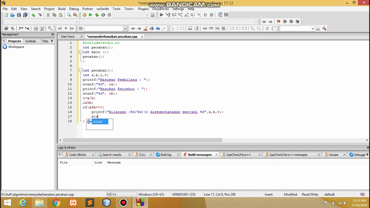 Cara Menyederhanakan Pecahan dengan C++ ( Codeblocks ) - YouTube