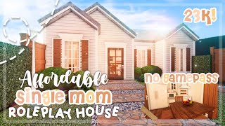 No Gamepass Affordable Single Mom Roleplay House I 23k! I Bloxburg Speedbuild and Tour