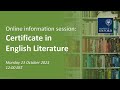 Certificate in english literature  online information session