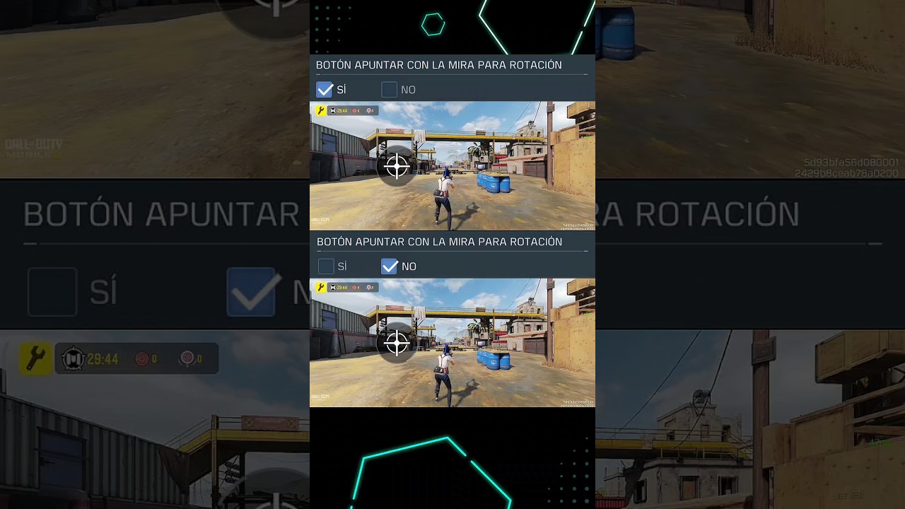 Comparando función BOTÓN APUNTAR CON LA MIRA PARA ROTACIÓN BATTLE ROYALE Call of Duty®: Mobile