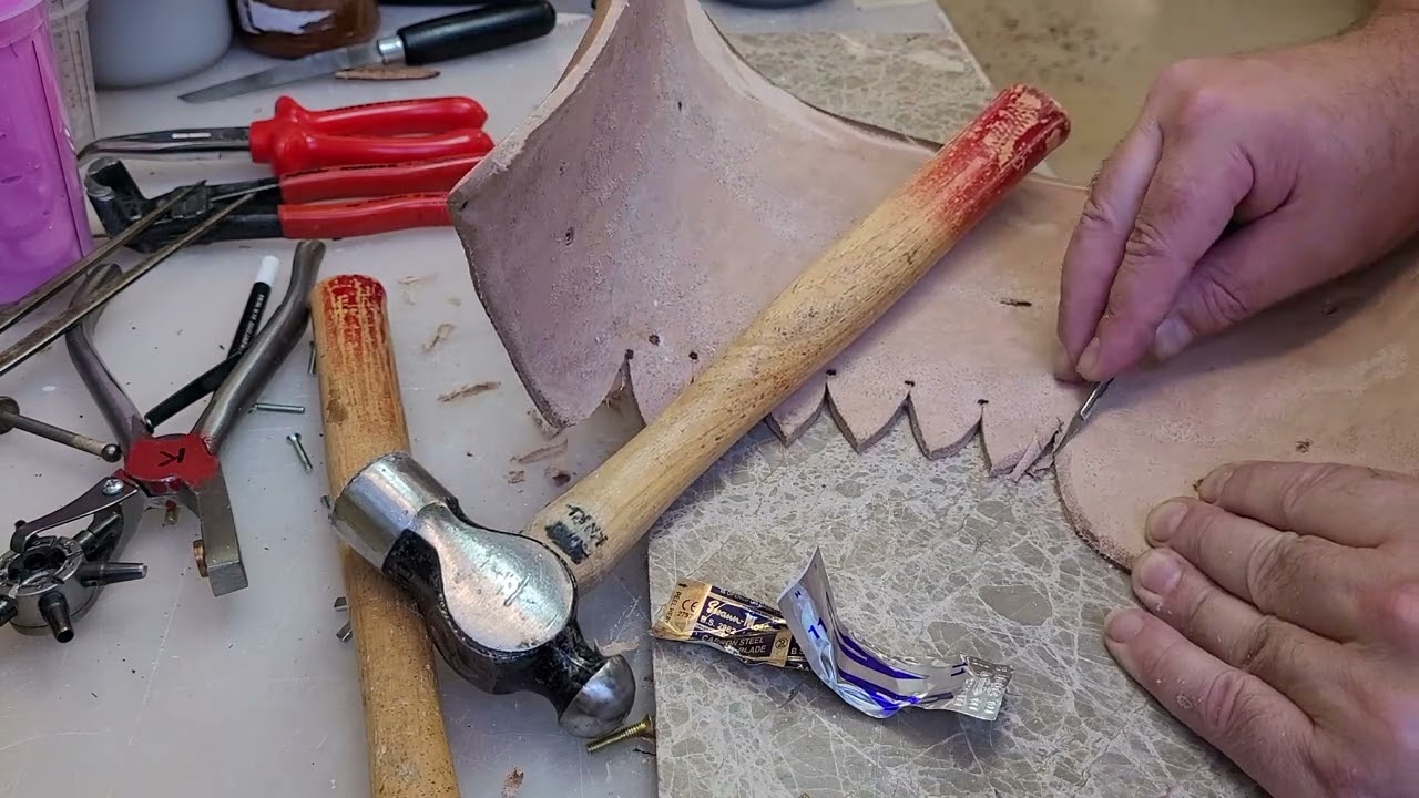 Prosthetic Below Knee Leather Thigh Lacer, Final Stage.