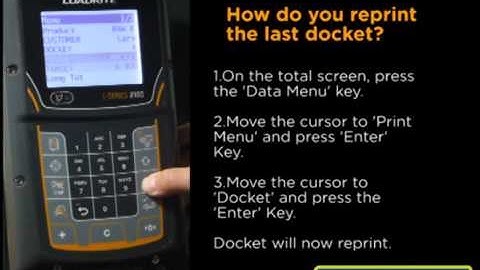 Loadrite L2180 Wheel Loader Scale - How to reprint the last docket