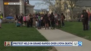 Protesters start to march day after Lyoya's funeral