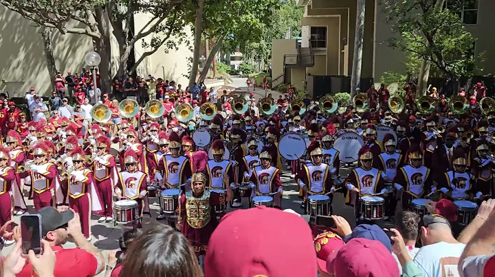 USC Trojan Marching Band Plays Fanfare, Tribute to Troy, and Fight On! at Heritage Hall