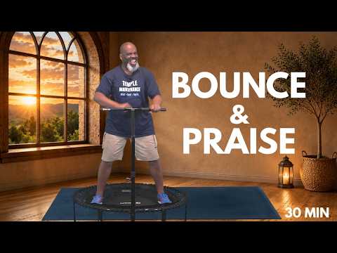 30-Min Bounce & Praise Workout | Gospel Mini Trampoline Rebounder Exercise! FED Fitness