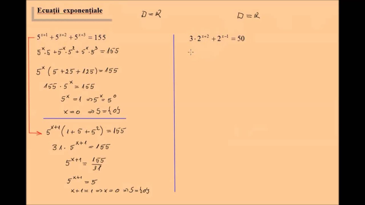 exponentiala si Ecuatii