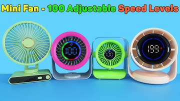 Mini Fan - 100 Adjustable Speed Levels, Desktop Fan, Strong Winds For Summer | Unboxing & Review