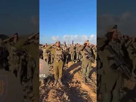 IDF soldiers of Givati Brigade singing the national anthem (HaTikva) ending their duty inside Gaza