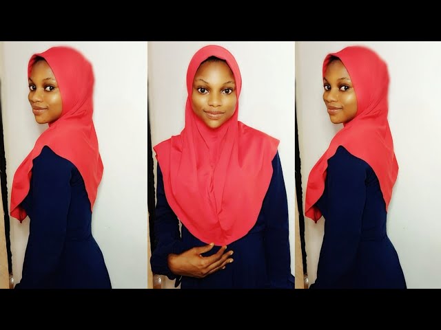DIY! Cutting and stitching of triangular/V hijab(Easy tutorial) class=