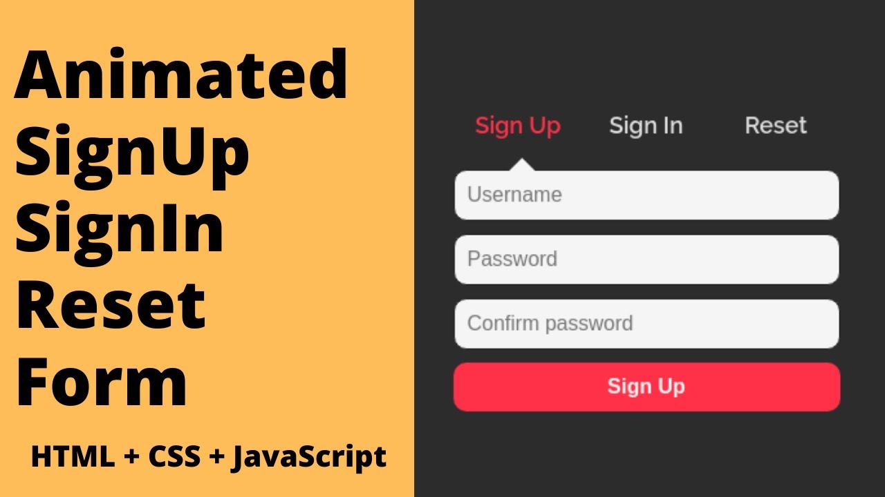 How To Create Animated Signup Login Reset Password Form Using HTML