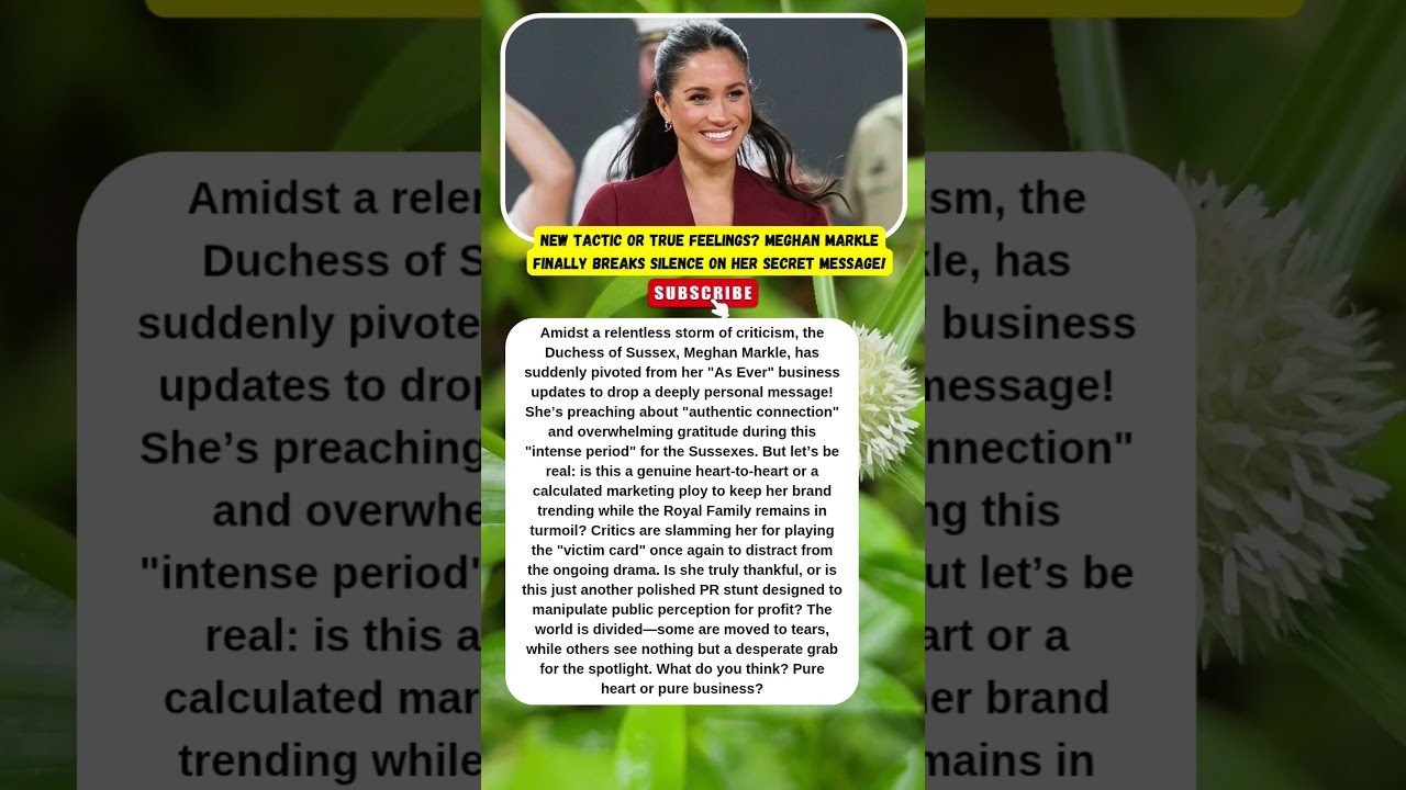 MEGHAN SPEAKS OUT! "AS EVER" DRAMA OR DESPERATE? 🔥 