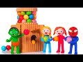 SUPERHERO BABIES MAKE A GUMBALL MACHINE ❤ Superhero Babies Play Doh Cartoons For Kids