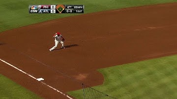 PHI@ATL: Franco starts double play in debut