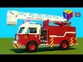 Juego de construcción: un camión de bomberos. Dibujos animados de camiones para niños en español.