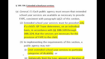 Extended School Year (ESY)