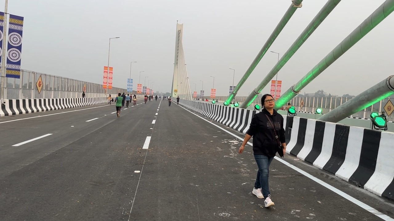 Assam’s first extradosed bridge over Brahmaputra river in Guwahati city 