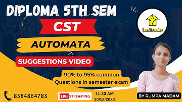 Diploma 5th Sem CST | Automata suggestions video | By Rumpa Madam/Easy2Learning