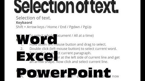 How to Select Text in WinWord Excel and PowerPoint - Lunar Computer College