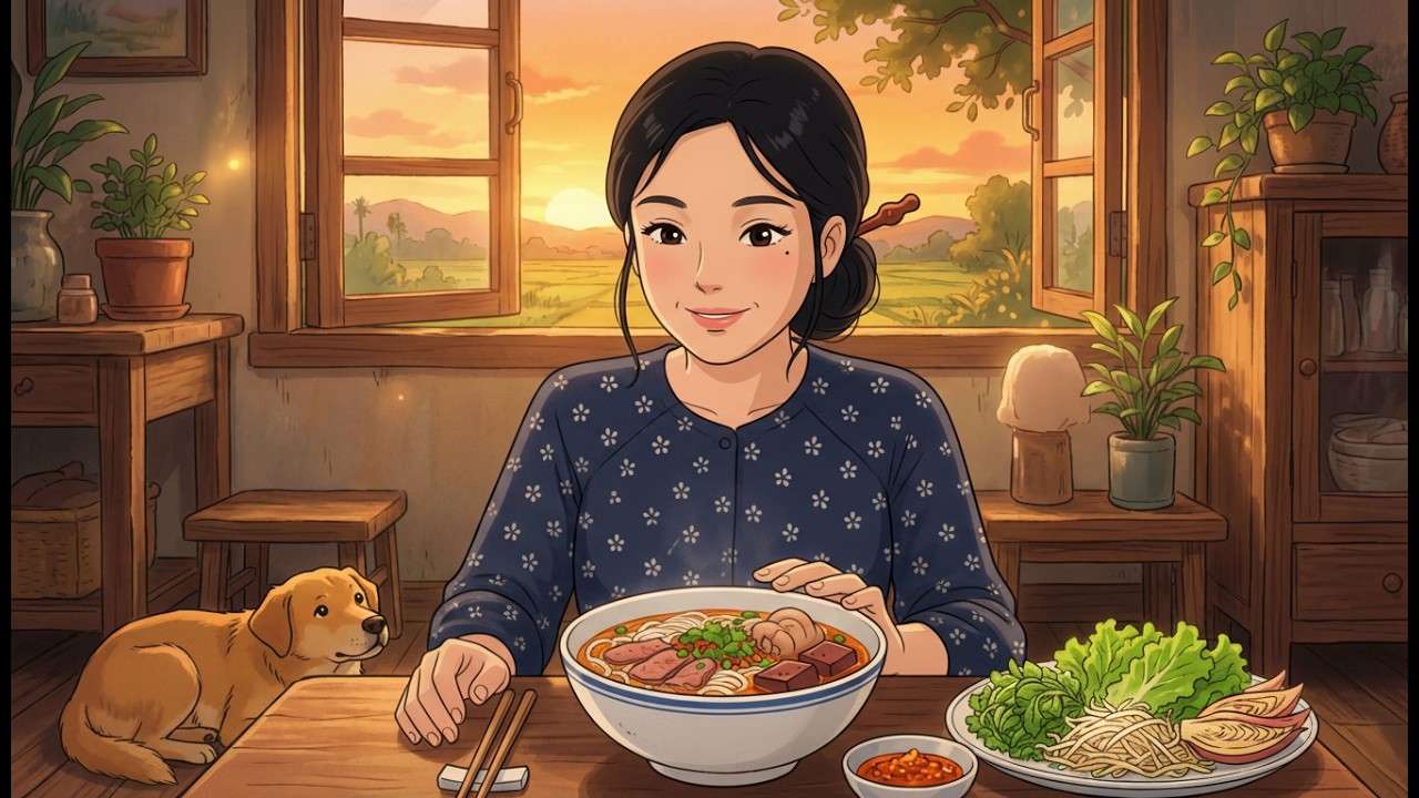 Package from Home - Cooking Bún Bò Huế - Vietnamese Spicy Beef Noodle Soup | Ghibli Style ASMR