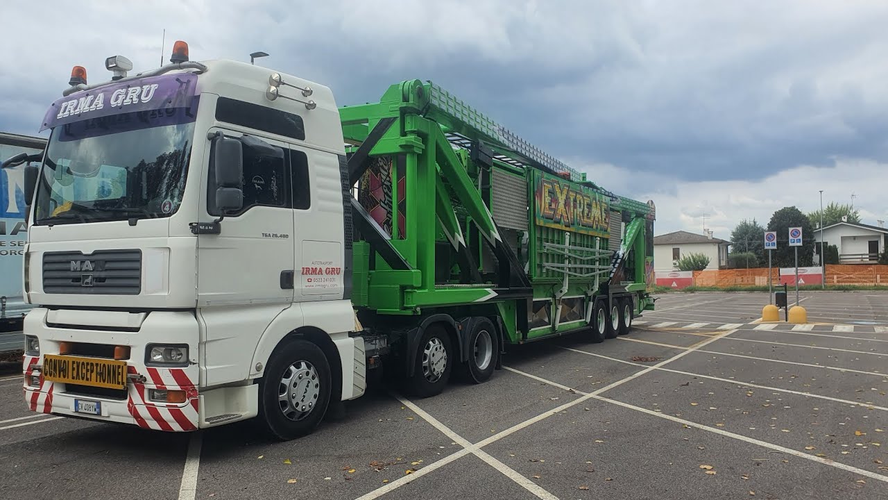 arrivi e inizio montaggi luna park di villa bartolomea (vr) 2024 - parte 1