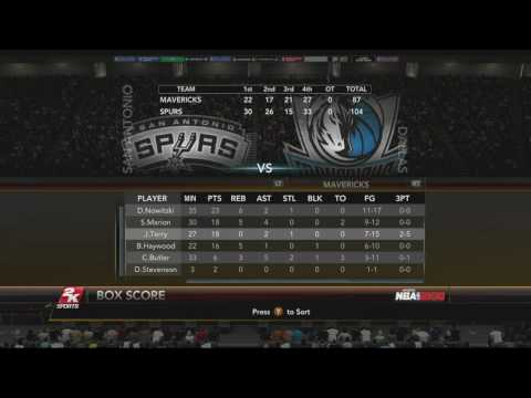 NBA 2K10 San Antonio Spurs Vs Dallas Mavericks Playoff Game 1 Box Score