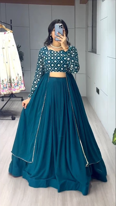 Georgette Lehenga With Traditional Embroidery Top🌸✨