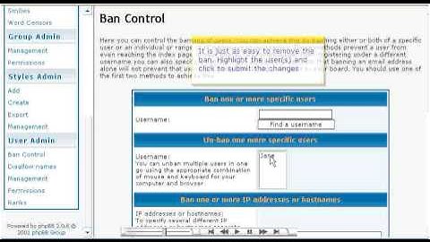 Banning members (users) in PHPBB