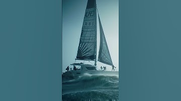 Catamaran vs Sudden Squall ⛈️🌊⚡ #catamaran #waves #ocean