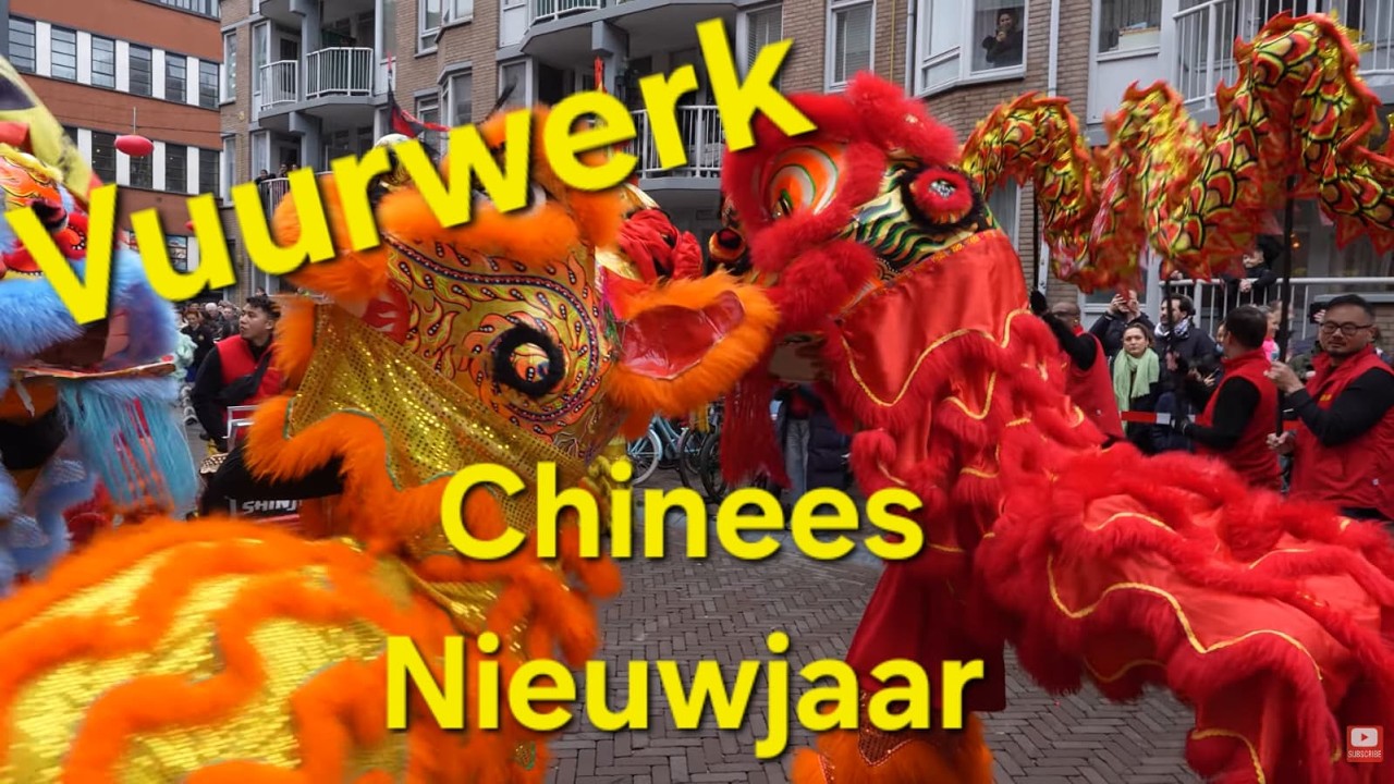 Spectaculair💥Vuurwerk💥Drakenoptocht💥Den Haag💥 Chinees Nieuwjaar💥Jaar van het paard💥Leeuwendans 💥