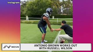 Antonio Brown Catches Passes From Russell Wilson