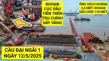 Không khí nhộn nhịp trên công trường Cầu Đại Ngãi 1, chuẩn bị bơm bê tông cọc khoan nhồi ĐẦU TIÊN