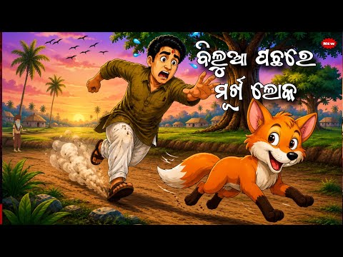 🐺 ବିଲୁଆ ପଛରେ ମୂର୍ଖ ଲୋକ | Odia Cartoon Moral Story | Funny Village Story | Odia Kahani/ fox and men