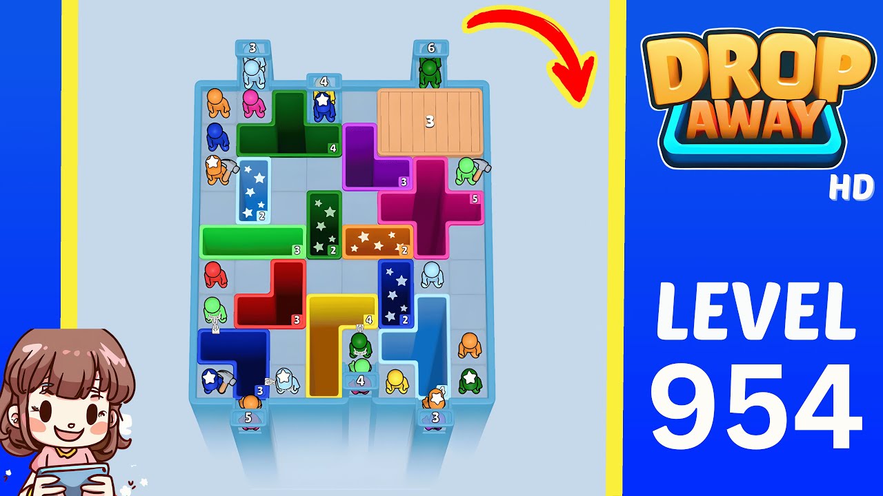 Drop Away Level 954 Solution Walkthrough