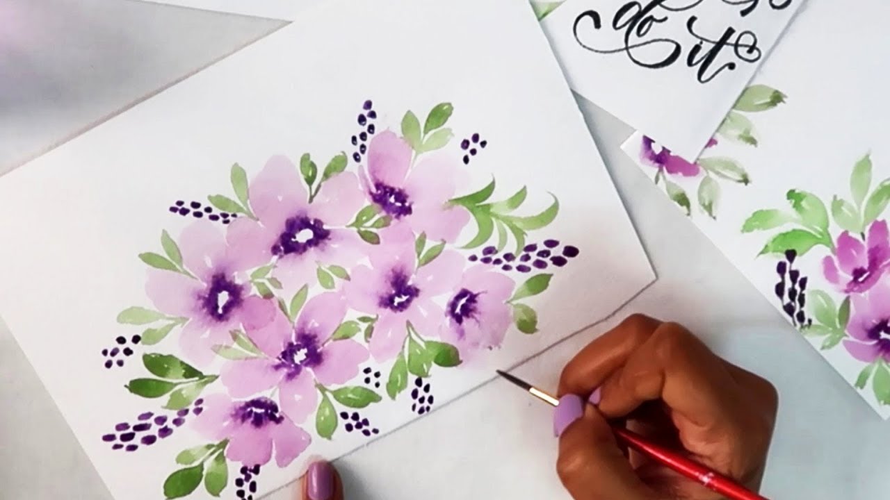 How to paint simple flowers using Water Colors  