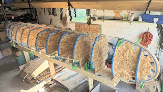 Cedar Strip Canoe Build - Episode 4 Assembling the forms to the strongback.