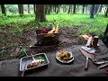 Rainy solo camp 雨のソロキャンプ 前編 新しい焚き火台で天ぷら