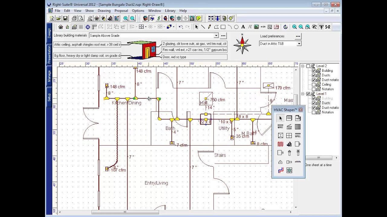 [Wrightsoft] Example Duct Design (Step 8) Editing the Duct System - YouTube