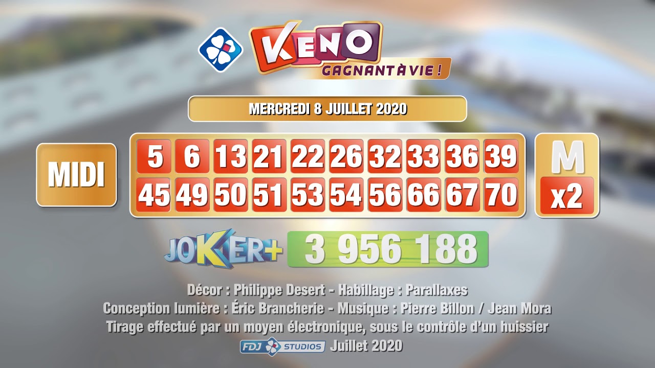Tirage du midi Keno gagnant à vie® du 08 juillet 2020 - Résultat officiel - FDJ - YouTube